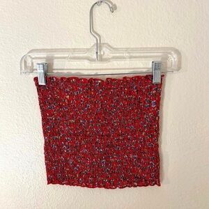 windsor red floral strapless bandeau top